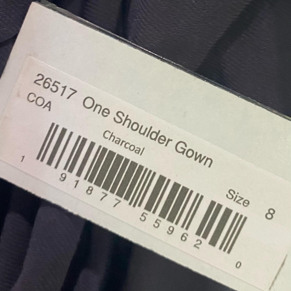IEENA FOR MAC DUGGAL Ruched One-Shoulder Trumpet Gown Size 8 Color Charcoal - Picture 11 of 13